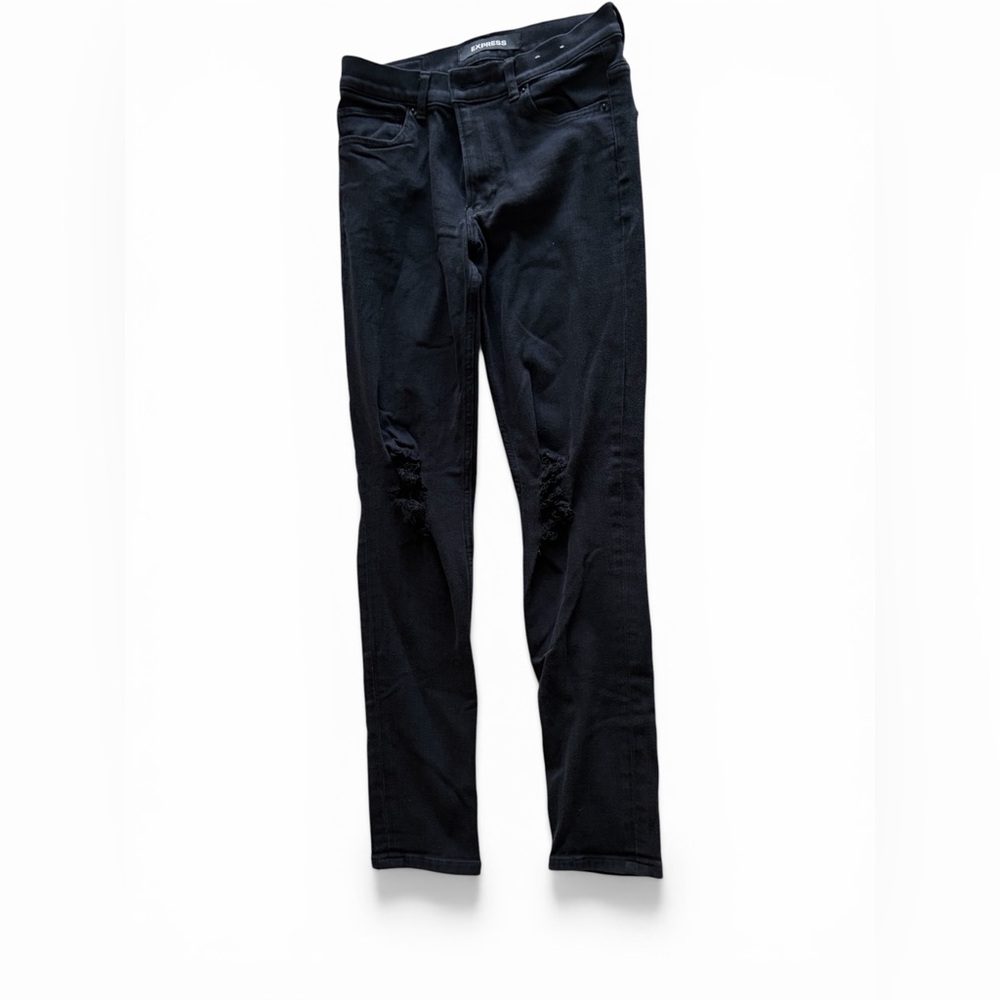 Express Women's Distressed Black Skinny Jeans